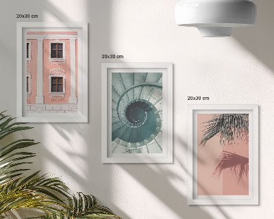 Įrėmintų paveikslų rinkinys Pastelinių atspalvių ir spiralinių raštų architektūra