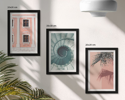 Įrėmintų paveikslų rinkinys Pastelinių atspalvių ir spiralinių raštų architektūra