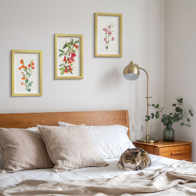 Įrėmintų paveikslų rinkinys Vintažinis retro gėlių paveikslas