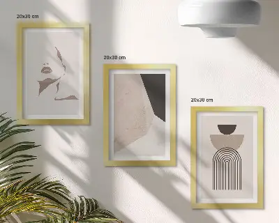 Abstrakčių geometrinių figūrų ir moters veido paveikslų rinkinys 3 dalių rinkinys su rėmais