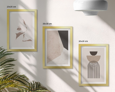 3 paveikslų rinkinys su rėmais Abstrakčios geometrinės figūros ir moters veidas