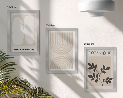 3 paveikslų rinkinys su rėmais Subtilūs bohemiški plakatai su augalų motyvais