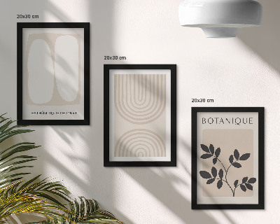 3 paveikslų rinkinys su rėmais Subtilūs bohemiški plakatai su augalų motyvais