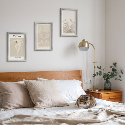 3 paveikslų rinkinys su rėmais Pasteliniai plakatai, madingos bohemiškos abstrakcijos