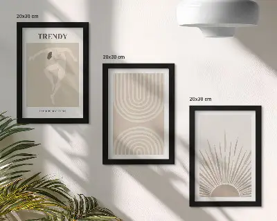 3 paveikslų rinkinys su rėmais pastelinės bohemiško stiliaus abstrakcijos
