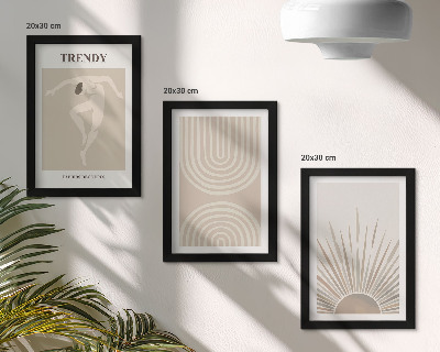 3 paveikslų rinkinys su rėmais Pasteliniai plakatai, madingos bohemiškos abstrakcijos