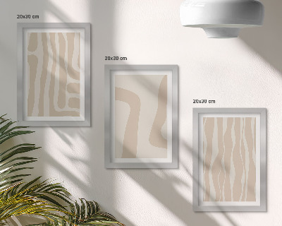 3 paveikslų rinkinys su rėmais Abstraktūs raštai, minimalistinės formos, boho stilius