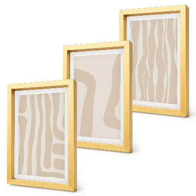 3 paveikslų rinkinys su rėmais Abstraktūs raštai, minimalistinės formos, boho stilius