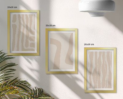 3 paveikslų rinkinys su rėmais Abstraktūs raštai, minimalistinės formos, boho stilius