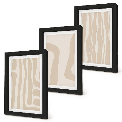 3 paveikslų rinkinys su rėmais Abstraktūs raštai, minimalistinės formos, boho stilius