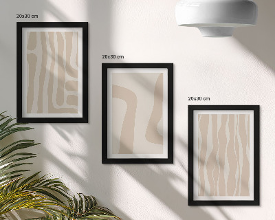 3 paveikslų rinkinys su rėmais Abstraktūs raštai, minimalistinės formos, boho stilius