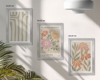 Įrėmintų paveikslų rinkinys Botaninių motyvų plakatas Paryžiaus minimalizmas