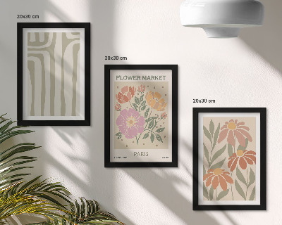 Įrėmintų paveikslų rinkinys Botaninių motyvų plakatas Paryžiaus minimalizmas