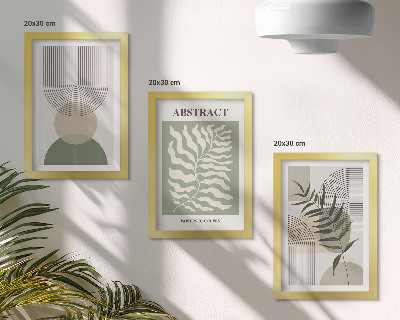 3 paveikslų rinkinys su rėmais Botanikos santraukos kaimiško boho stiliaus