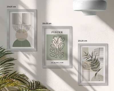 Įrėmintų paveikslų rinkinys Geometrinių abstrakčių botaninių raštų plakatas