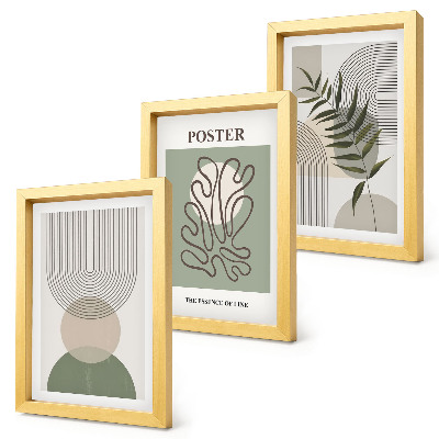 Įrėmintų paveikslų rinkinys Geometrinių abstrakčių botaninių raštų plakatas