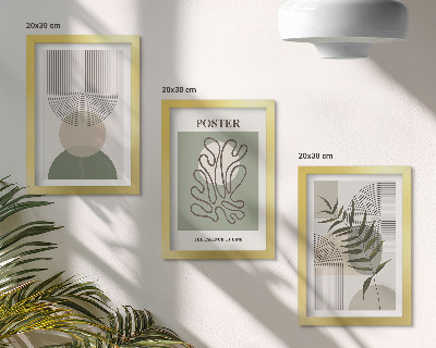 Įrėmintų paveikslų rinkinys Geometrinių abstrakčių botaninių raštų plakatas