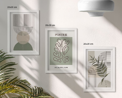 Įrėmintų paveikslų rinkinys Geometrinių abstrakčių botaninių raštų plakatas