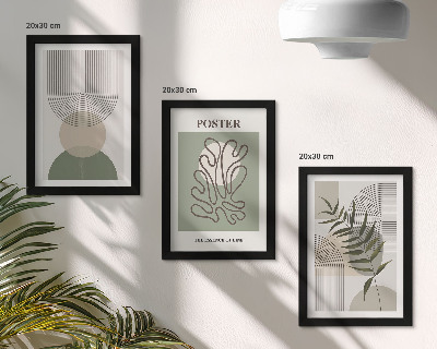 Įrėmintų paveikslų rinkinys Geometrinių abstrakčių botaninių raštų plakatas