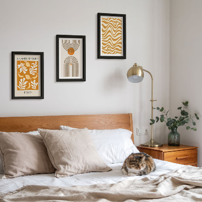 Įrėmintų paveikslų rinkinys Gėlių ir geometrinių raštų mados plakatai