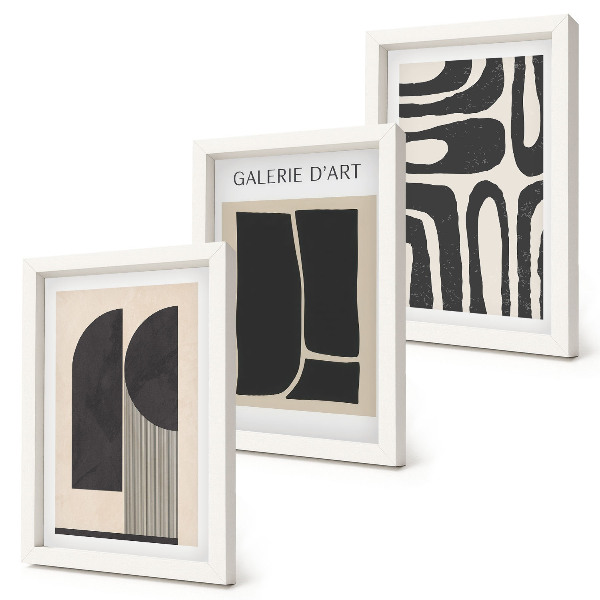 Įrėmintų paveikslų rinkinys Abstrakčių formų minimalistiniai plakatai