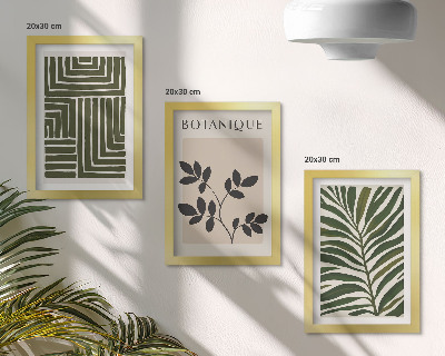 3 paveikslų rinkinys su rėmais Botaninės kompozicijos boho minimalizmo stiliumi