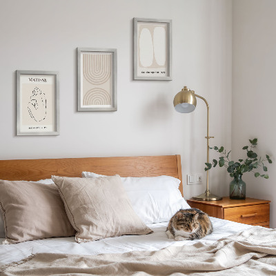 Įrėmintų paveikslų rinkinys Stilingos linijos ir minimalistinės formos neutraliuose tonuose