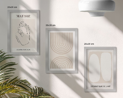 Įrėmintų paveikslų rinkinys Stilingos linijos ir minimalistinės formos neutraliuose tonuose