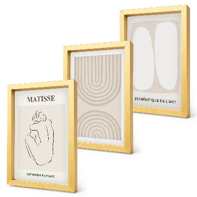 Įrėmintų paveikslų rinkinys Stilingos linijos ir minimalistinės formos neutraliuose tonuose