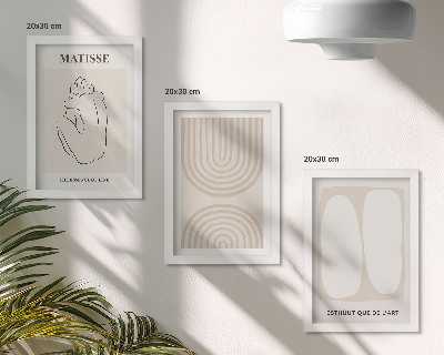 Įrėmintų paveikslų rinkinys Stilingos linijos ir minimalistinės formos neutraliuose tonuose