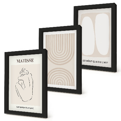 Įrėmintų paveikslų rinkinys Stilingos linijos ir minimalistinės formos neutraliuose tonuose