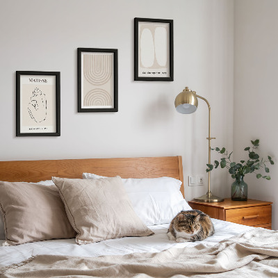 Įrėmintų paveikslų rinkinys Stilingos linijos ir minimalistinės formos neutraliuose tonuose
