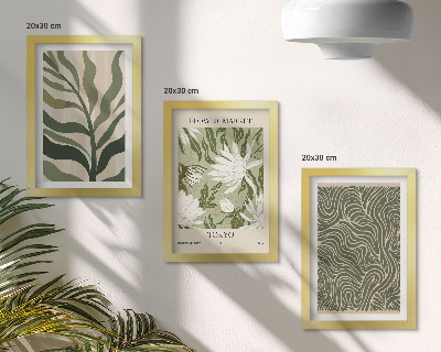 3 paveikslų rinkinys su rėmais Augalų raštai, botaninės dekoracijos, boho stilius