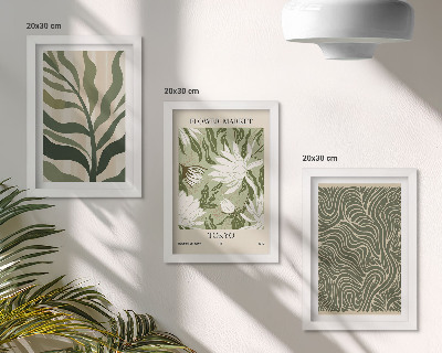 3 paveikslų rinkinys su rėmais Augalų raštai, botaninės dekoracijos, boho stilius