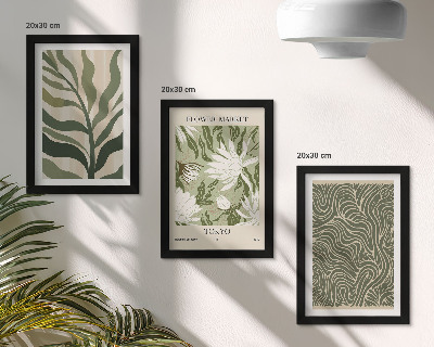 3 paveikslų rinkinys su rėmais Augalų raštai, botaninės dekoracijos, boho stilius