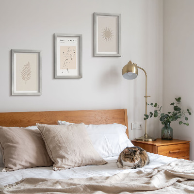 3 paveikslų rinkinys su rėmais Minimalistinių formų ir natūralių formų kolekcija