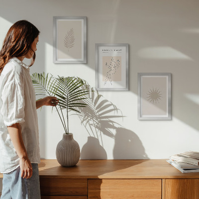 3 paveikslų rinkinys su rėmais Minimalistinių formų ir natūralių formų kolekcija