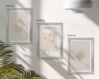 3 paveikslų rinkinys su rėmais Minimalistinių formų ir natūralių formų kolekcija