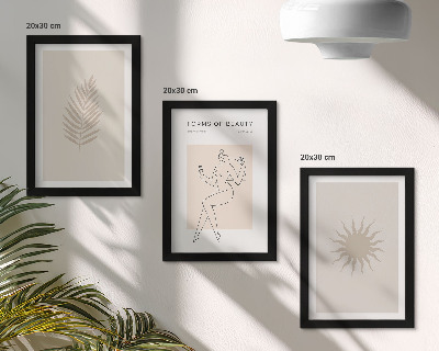 3 paveikslų rinkinys su rėmais Minimalistinių formų ir natūralių formų kolekcija