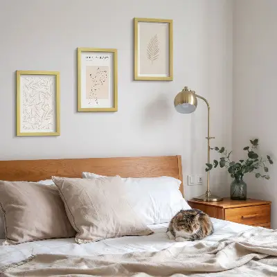 Įrėmintų paveikslų rinkinys minimalistiniai botaniniai motyvai