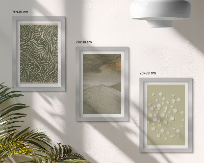 Įrėmintų paveikslų rinkinys Banguoti ir abstraktūs raštai su boho gėlėmis