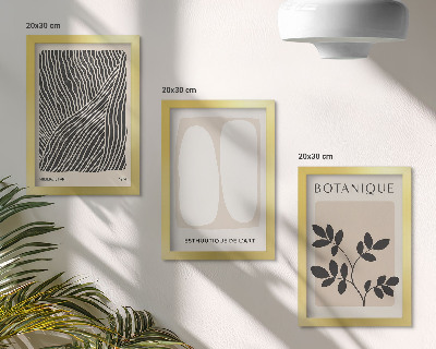3 paveikslų rinkinys su rėmais Gėlių raštai ir minimalistinės linijos neutraliomis spalvomis