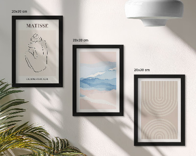 3 paveikslų rinkinys su rėmais Pastelinių atspalvių linijos ir bangos su minimalistiniu akcentu