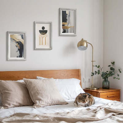 3 paveikslų rinkinys su rėmais Geometrijos abstrakti elegantiška kompozicija