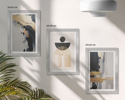 3 paveikslų rinkinys su rėmais Geometrijos abstrakti elegantiška kompozicija
