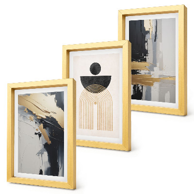3 paveikslų rinkinys su rėmais Geometrijos abstrakti elegantiška kompozicija