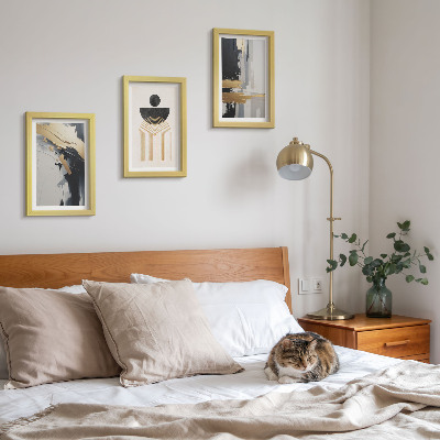 3 paveikslų rinkinys su rėmais Geometrijos abstrakti elegantiška kompozicija
