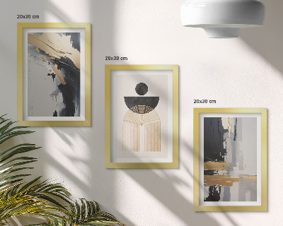 3 paveikslų rinkinys su rėmais Geometrijos abstrakti elegantiška kompozicija