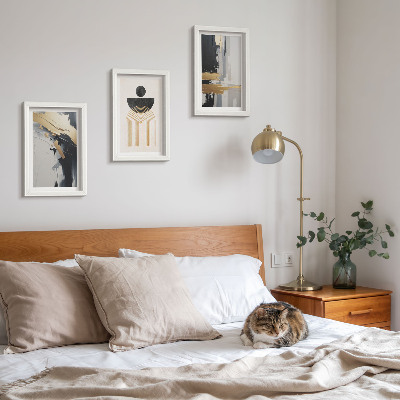 3 paveikslų rinkinys su rėmais Geometrijos abstrakti elegantiška kompozicija