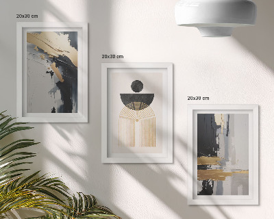 3 paveikslų rinkinys su rėmais Geometrijos abstrakti elegantiška kompozicija